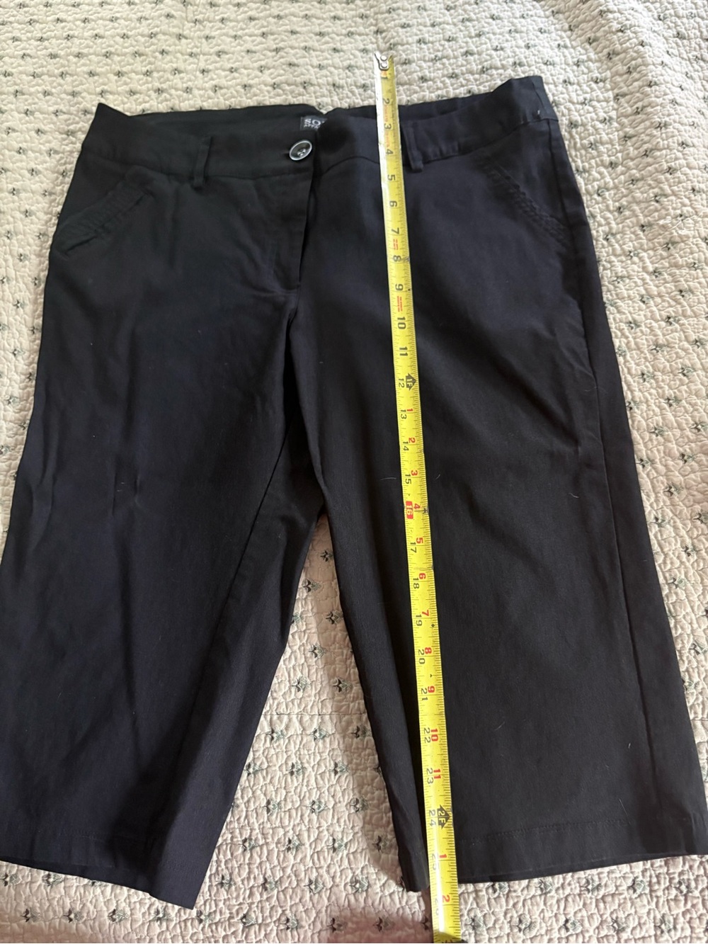 Soho Black Women's High-Rise Shorts capris with Button Closure